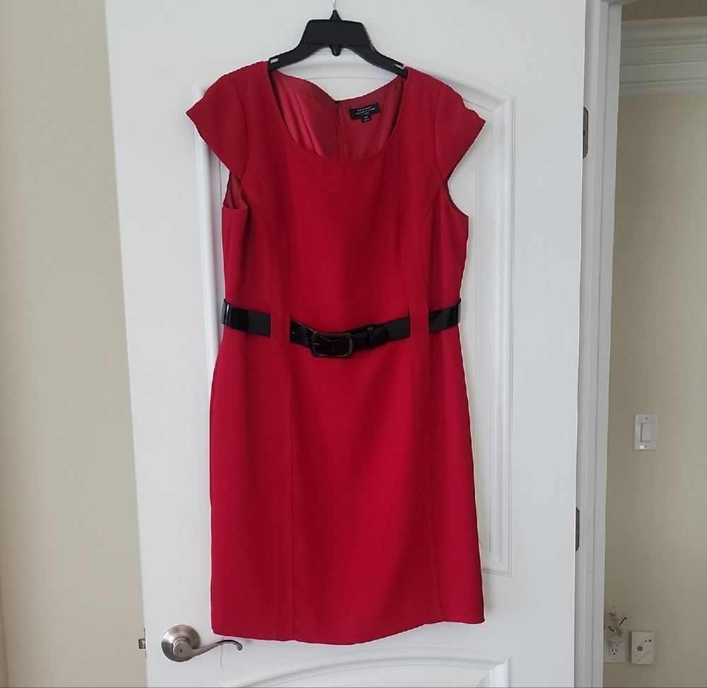 Tahari Red Mini Dress with Black Belt
